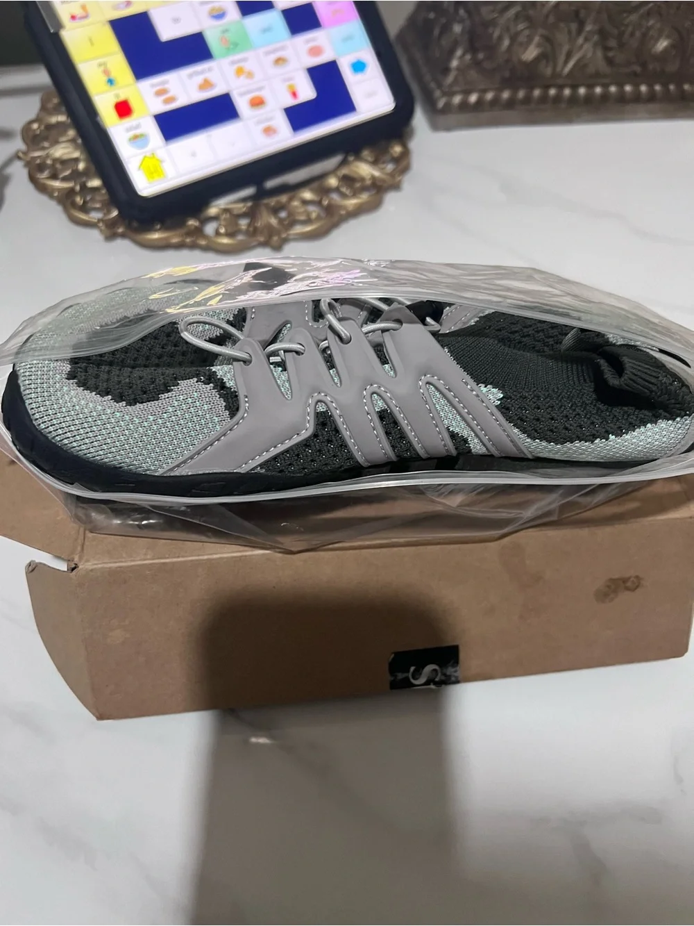 Elle Kids Gray & Black Water Shoes with Bungee Lace
